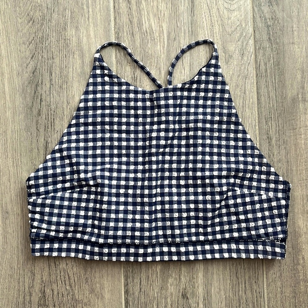 J Crew gingham sports bra